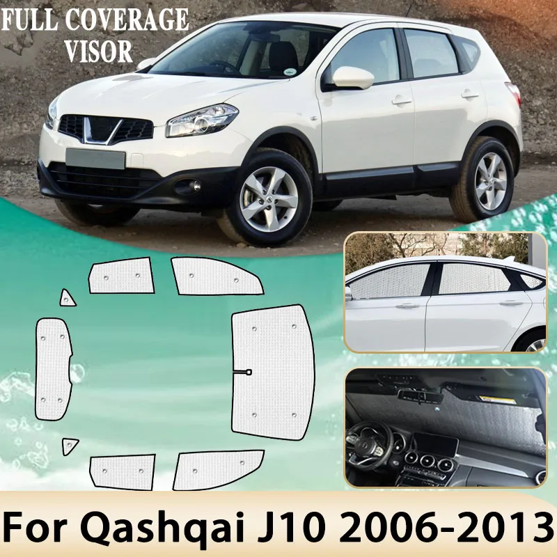 

Солнцезащитный козырек с полным покрытием для Nissan Qashqai J10 2006 ~ 2013 Dualis, полный объемный лобовое стекло, боковые окна, козырек Shaby, автомобильные аксессуары