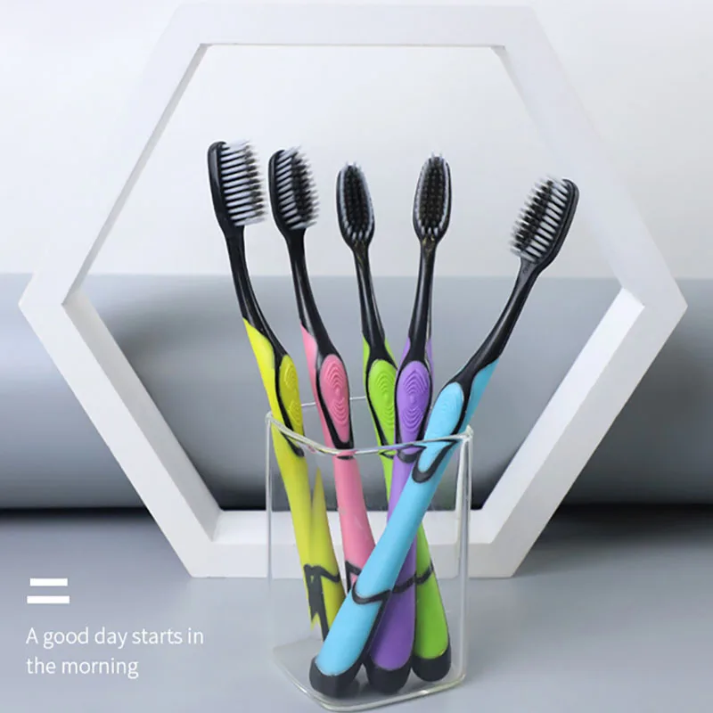 

1PC Color Random Nano Bamboo Charcoal Soft Bristled Toothbrush for Adults Independently Packaged Anti Slip Soft Rubber Handle