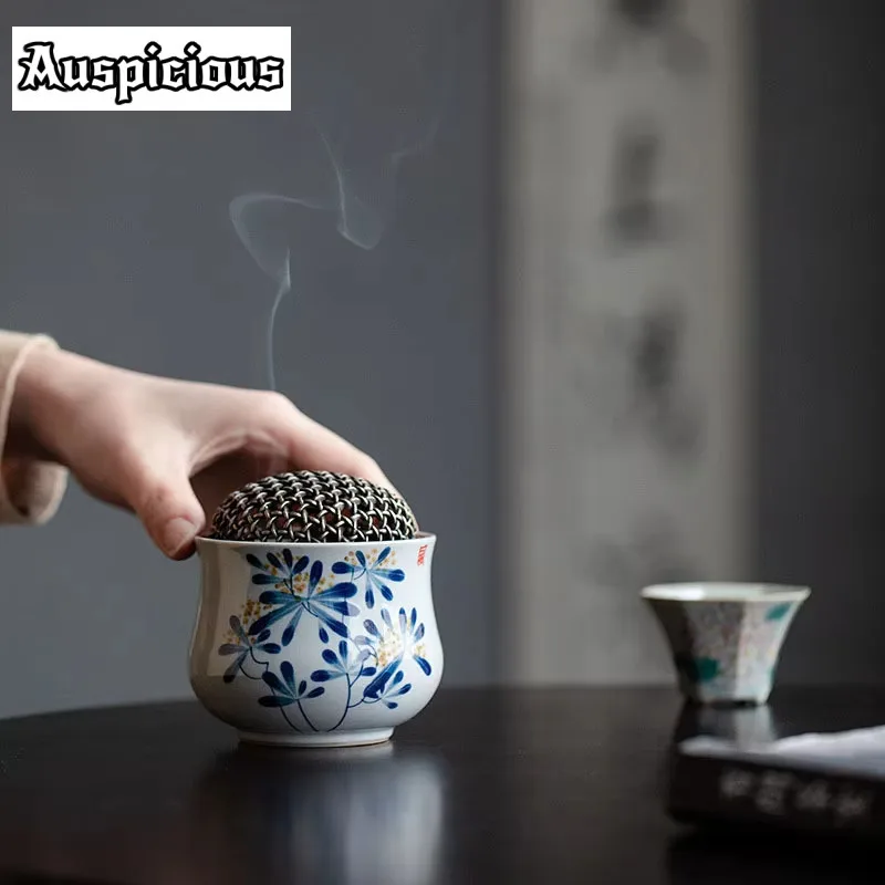 Pure Hand-painted Osmanthus Flower Incense Burner Kungfu Tea Ceremony Household Indoor Zen Sandalwood Incense Holder Ornaments