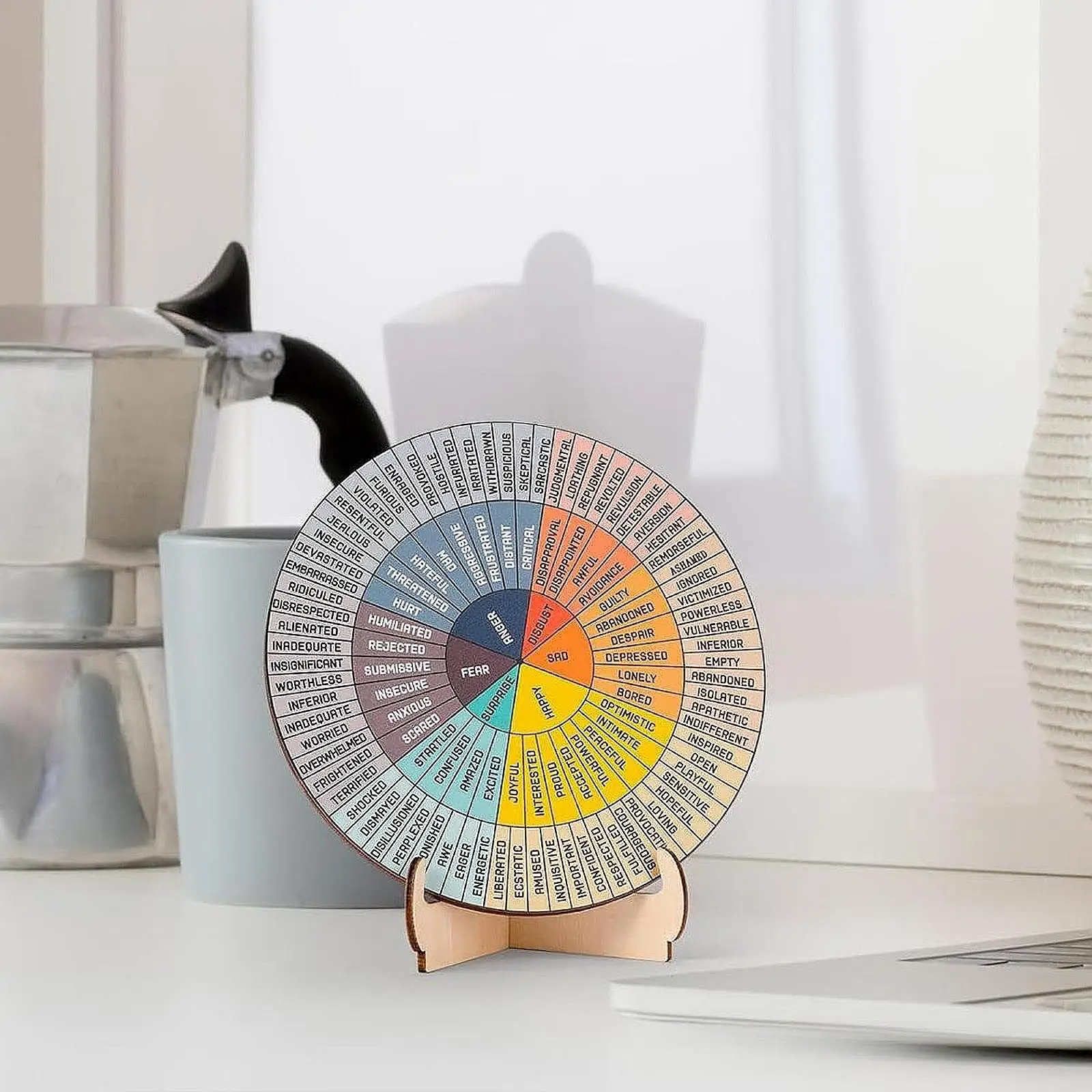 Feeling Wheel with Stand Calming Emotions Double Sided Psychology Emotion Wheel