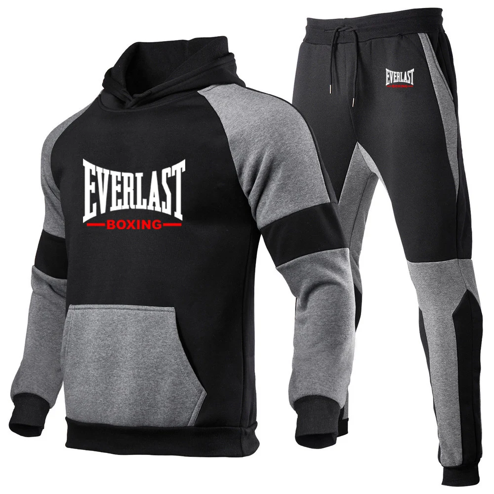 Everlast 2025 Spring Autumn Men's New Hight Quality Hoodies Sweatshirts Cotton Tops+Sweatpants Sports Running Two Pieces Sets - Image 4