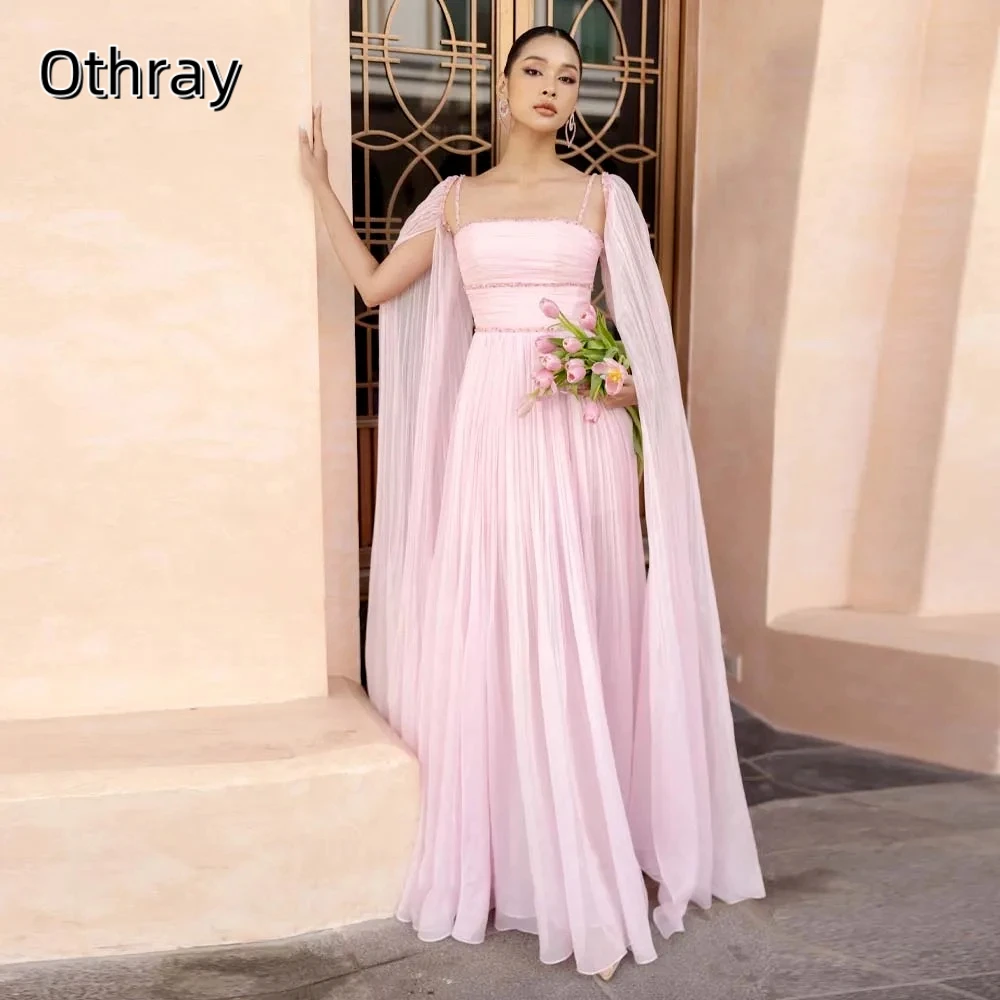 

Очаровательные шифоновые платья для выпускного вечера для женщин, трапециевидные плиссированные бретельки с блестками длиной до пола, Vestidos De Noche по индивидуальному заказу