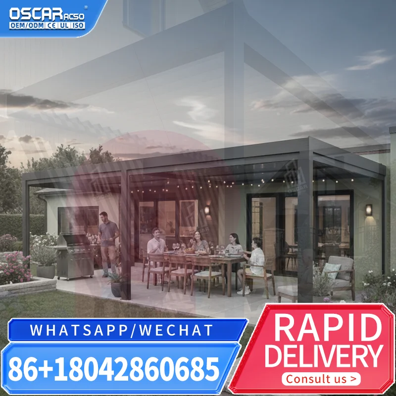 Wind Resistant Retractable Electric Shade Awnings for Restaurant Outdoor Garden Patio pergola