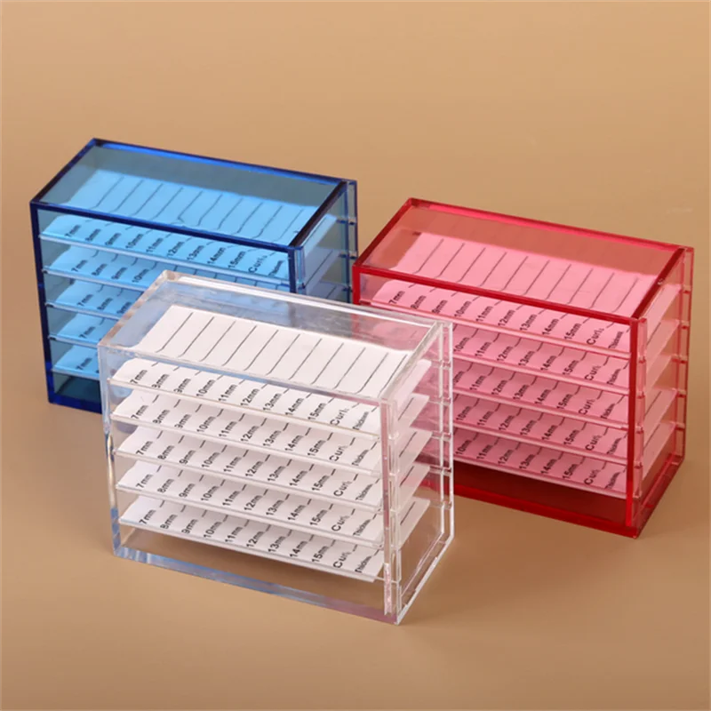 1PC 5 Layers Acrylic Eyelash Extensions Storage Box With Scale Pallet Lash Organizer Holder Display Stand Makeup Tools Supplies