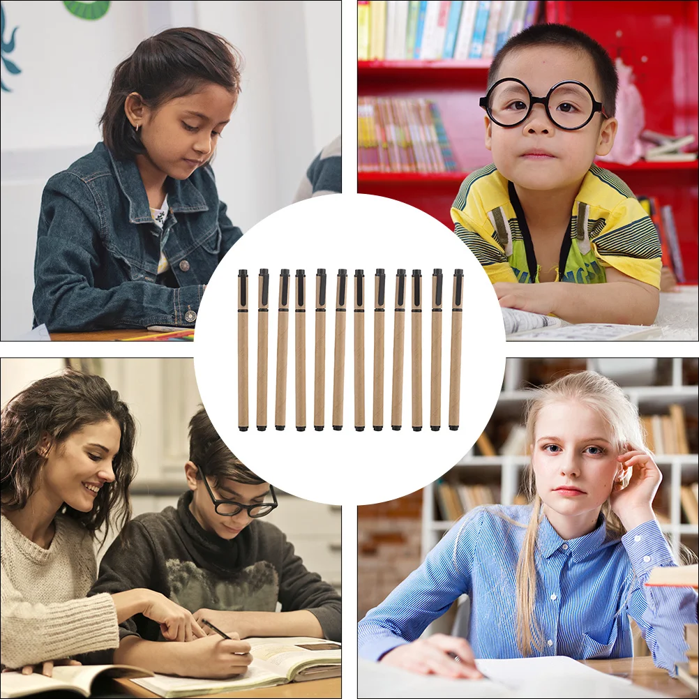 

12 шт., гелевая ручка из крафт-бумаги, ручка с тонким наконечником для студентов, чернильные ручки для письма, креативные школьные канцелярские принадлежности