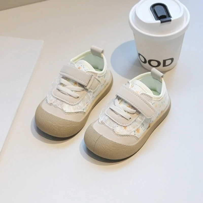 

Fashion Baby Shoes 2026 Spring New Kids Sneakers Simple Versatile Girls' Floral Casual Shoes Comfort Non Slip Baby First Walkers