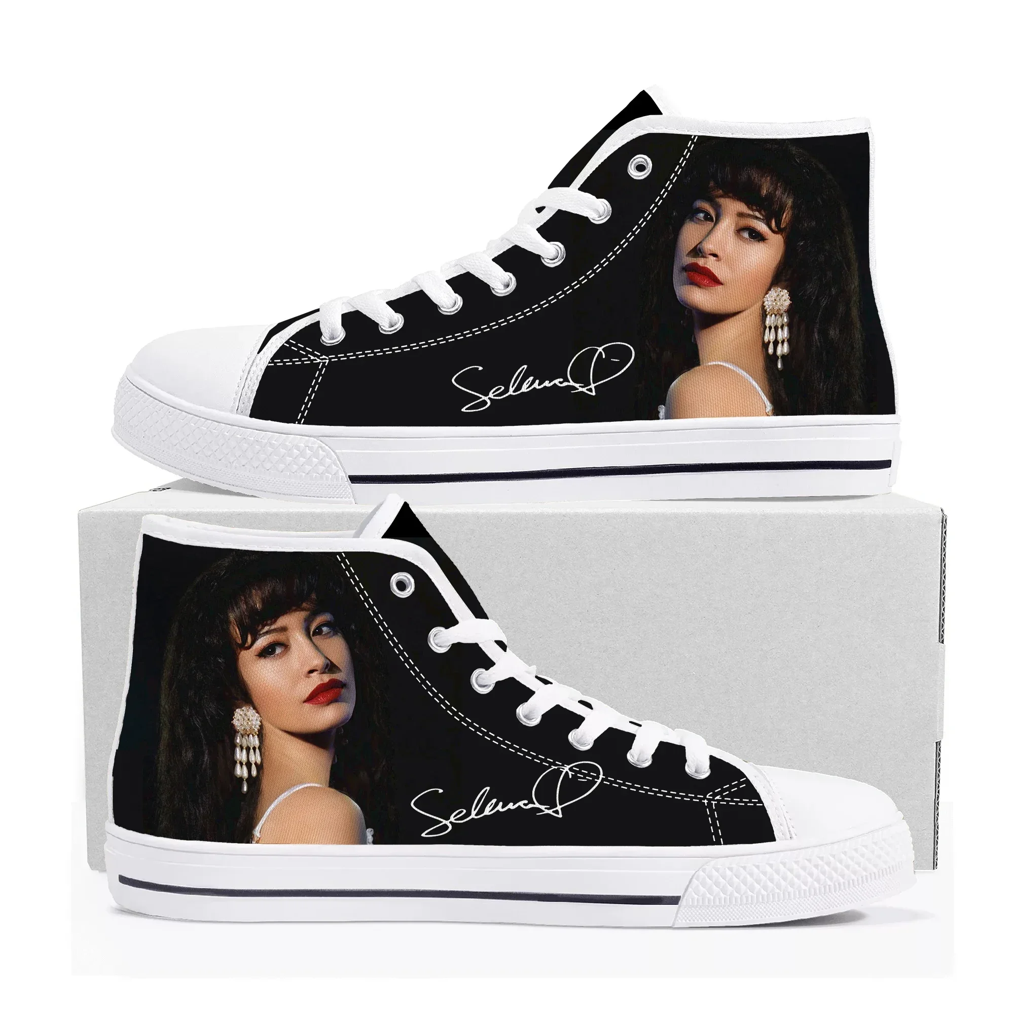 Sneakers à tige haute Singer Selena Quintanilla pour hommes et femmes, baskets en toile de haute qualité, chaussures décontractées pour couple, chaussures personnalisables