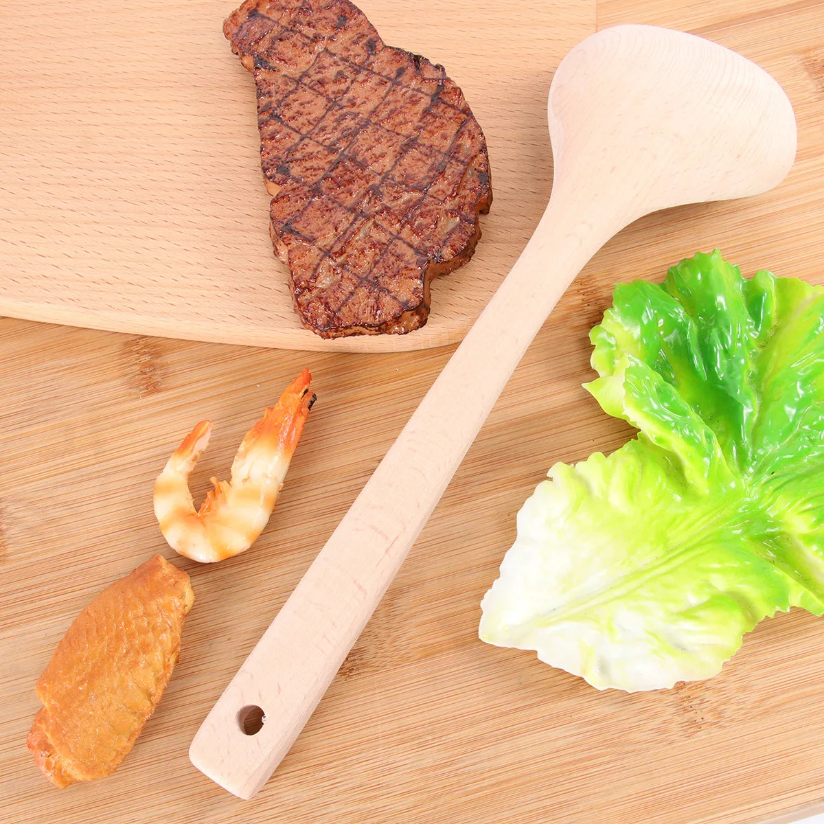 Solid Wood Hot Pot Soup Spoon Made of Beech Wood Ergonomic Handle for Safe Comfortable Use in Kitchen Home Restaurant Hotel