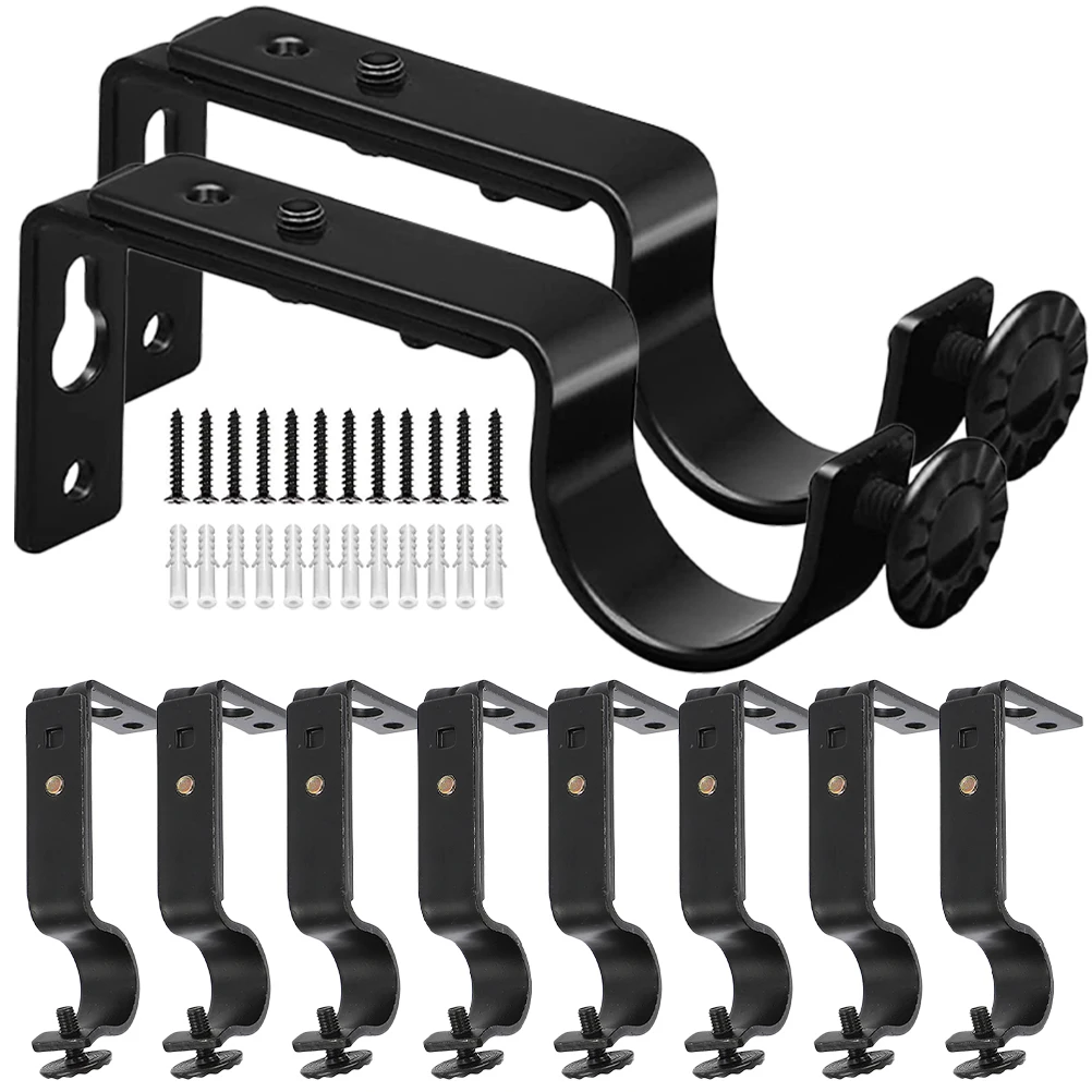 

10 Pcs Curtain Rod Brackets Mounting Holder Wall Gold Wrought Iron Bedroom Living Room Window Accessories Drapery Hardware