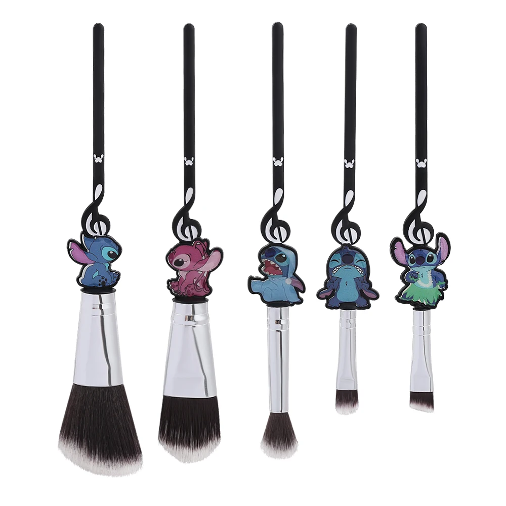 Anime Stitch Maquiagem Pincéis Conjuntos, Cosplay Kits, Blush De Cabelo Macio, Corretivo, Sombra De Olho Fundação, Escova De Lábios Cosméticos, 5Pcs por Conjunto