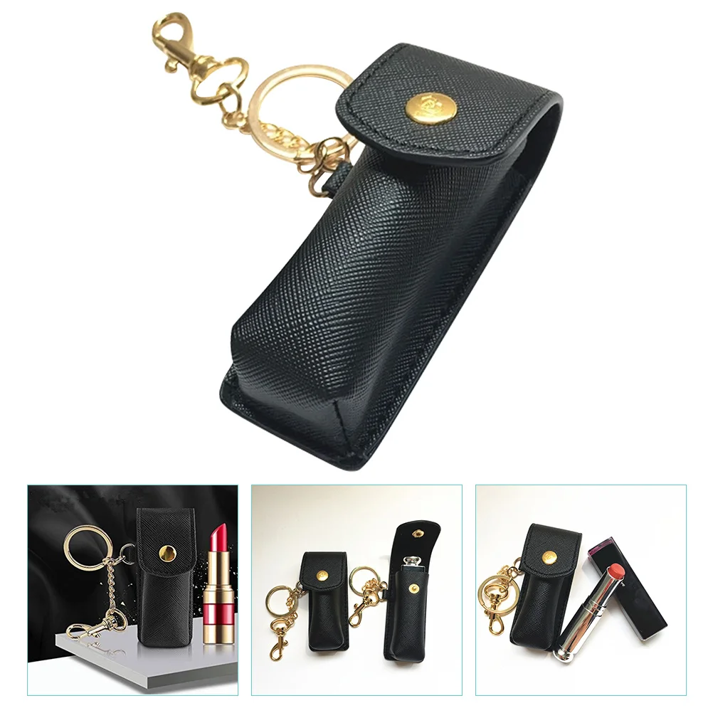 

Lipstick Case Holder Keychain Travel Accessories for Women Pocket Thread Sleeve Bag Pu Miss Storage