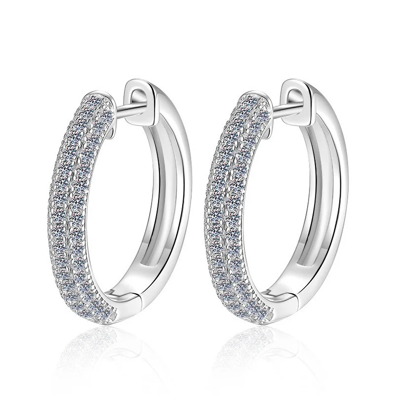 

ES0118 Lefei Fashion Color D Diamond-set Classic Moissanite Round Circle Earrings Women s925 Sterling Silver Party Jewelry Gifts