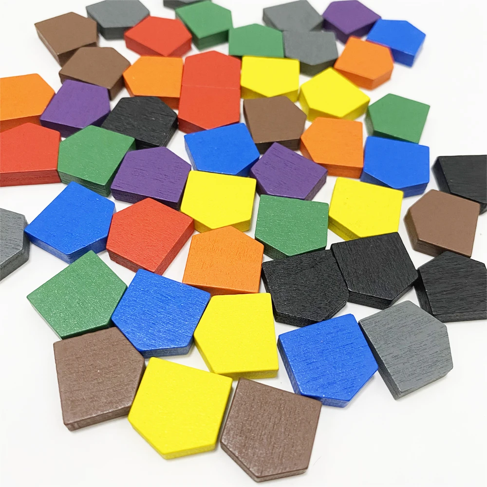 50 pieces 16*16MM Colorful Wooden House Pawn Game Pieces For Tokens Board Game Accessories 10 colors