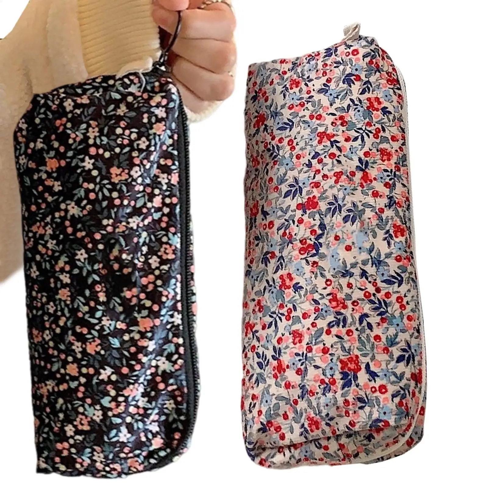 Vintage Corduroy Floral Women's Pencil Case Small Clutch Purse Handbags Simple Student Girls Cosmetic Storage Bag Ladies Pouch