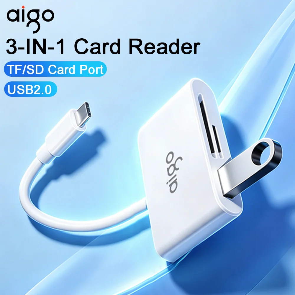 Aigo 3-in-1 Card Reader USB C Adapter Multifunctional USB Flash Drive TF/SD card reader for Laptop PC Camera Mobile Phones