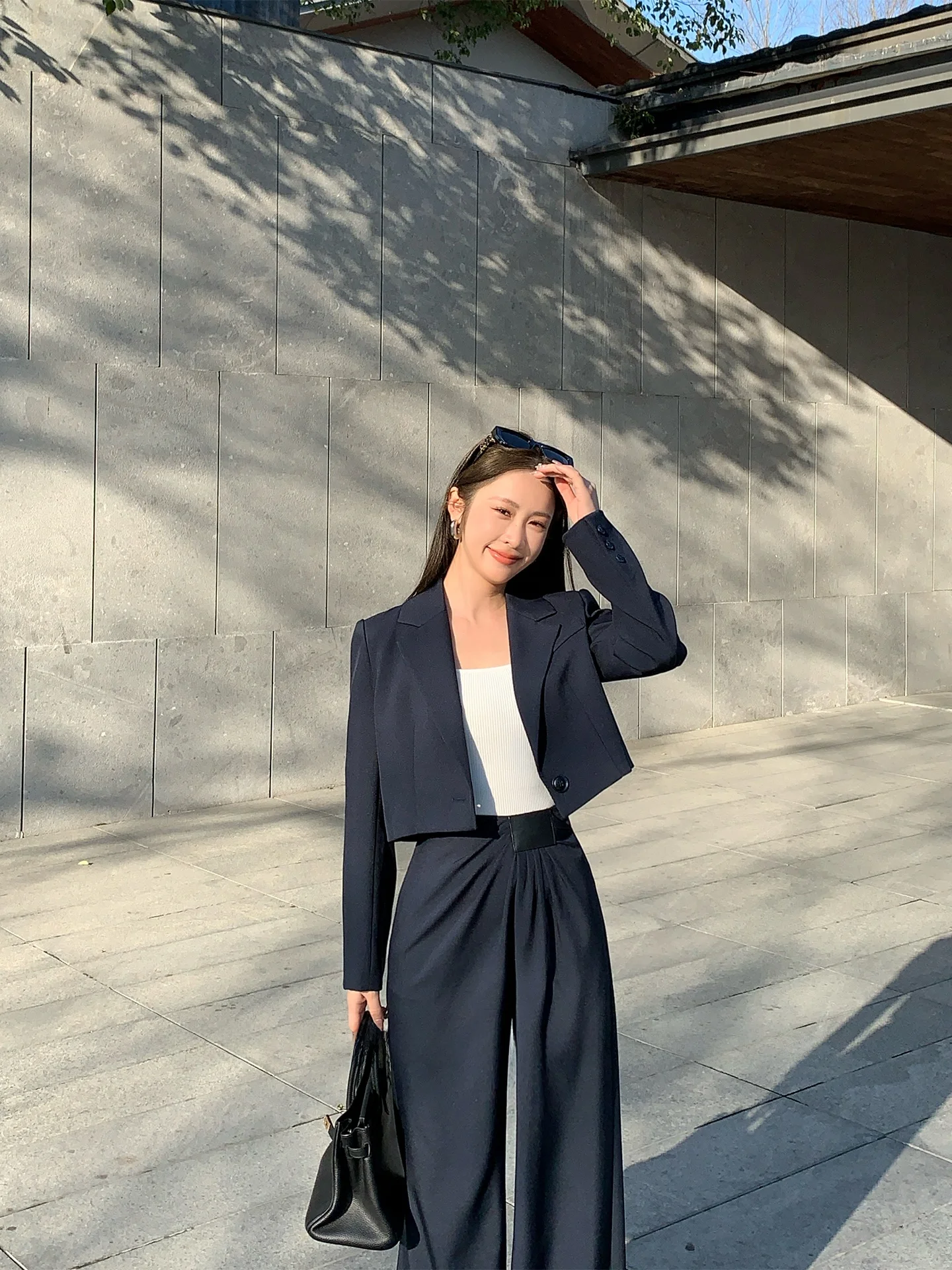 

Modern Ele Women's Suit Set Two-Piece Spring 2026 High Waist Long Sve ort Length Faionable Workwear Casual Wear