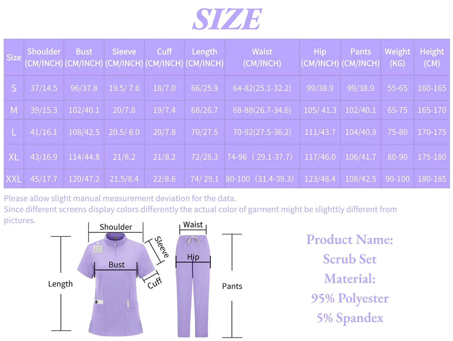 Conjunto de traje exfoliante estéril: cuello alto, cremallera frontal y pantalones rectos, exfoliantes de enfermera para mujeres