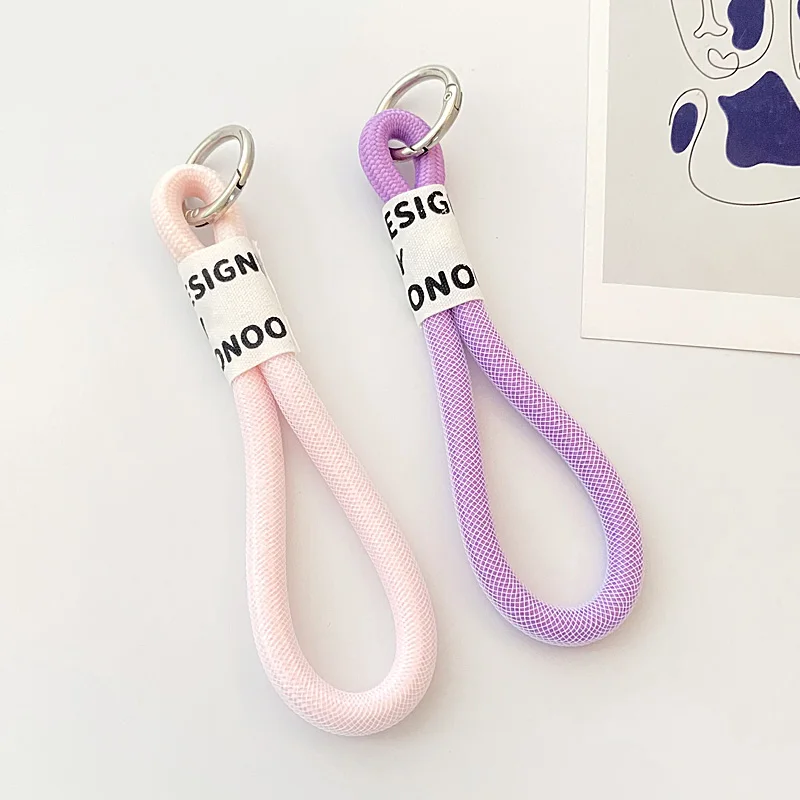 Creative Iridescent Braid Rope Keychain Circle Carabiner Key Ring For Handbag Pendant Decorative Lanyard Keycord Accessories