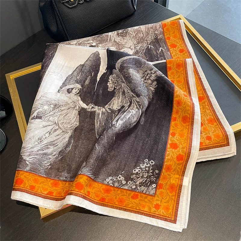 

Women Square Handkerchief Headband Luxury Pure Silk Scarf Cotton Floral Bag Scarfs Female Small Neck Scarves For Ladies Bandana