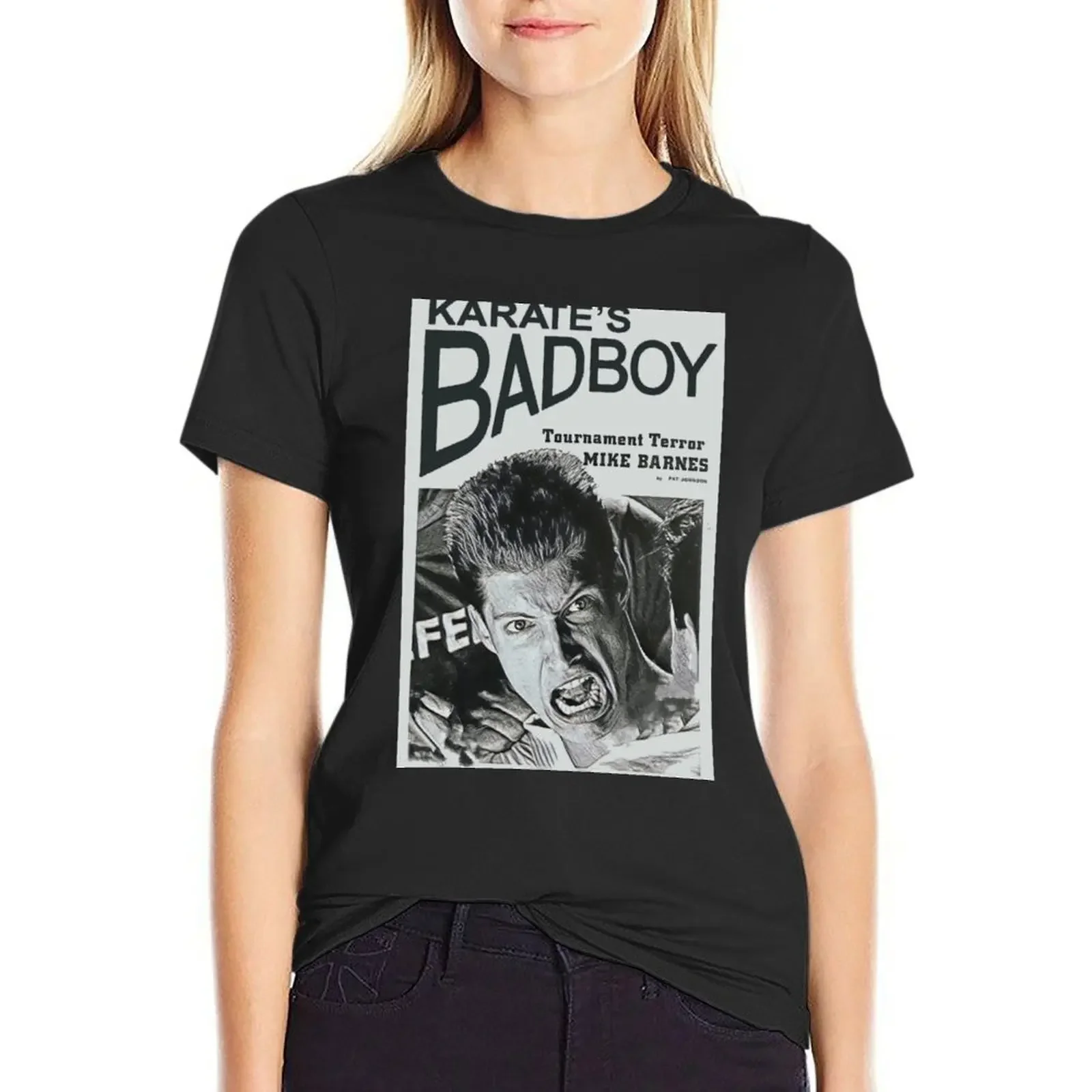 

Mike Barnes - Karate's Bad Boy Poster T-Shirt funnys vintage anime clothes plus sizes ariat shirts for Women