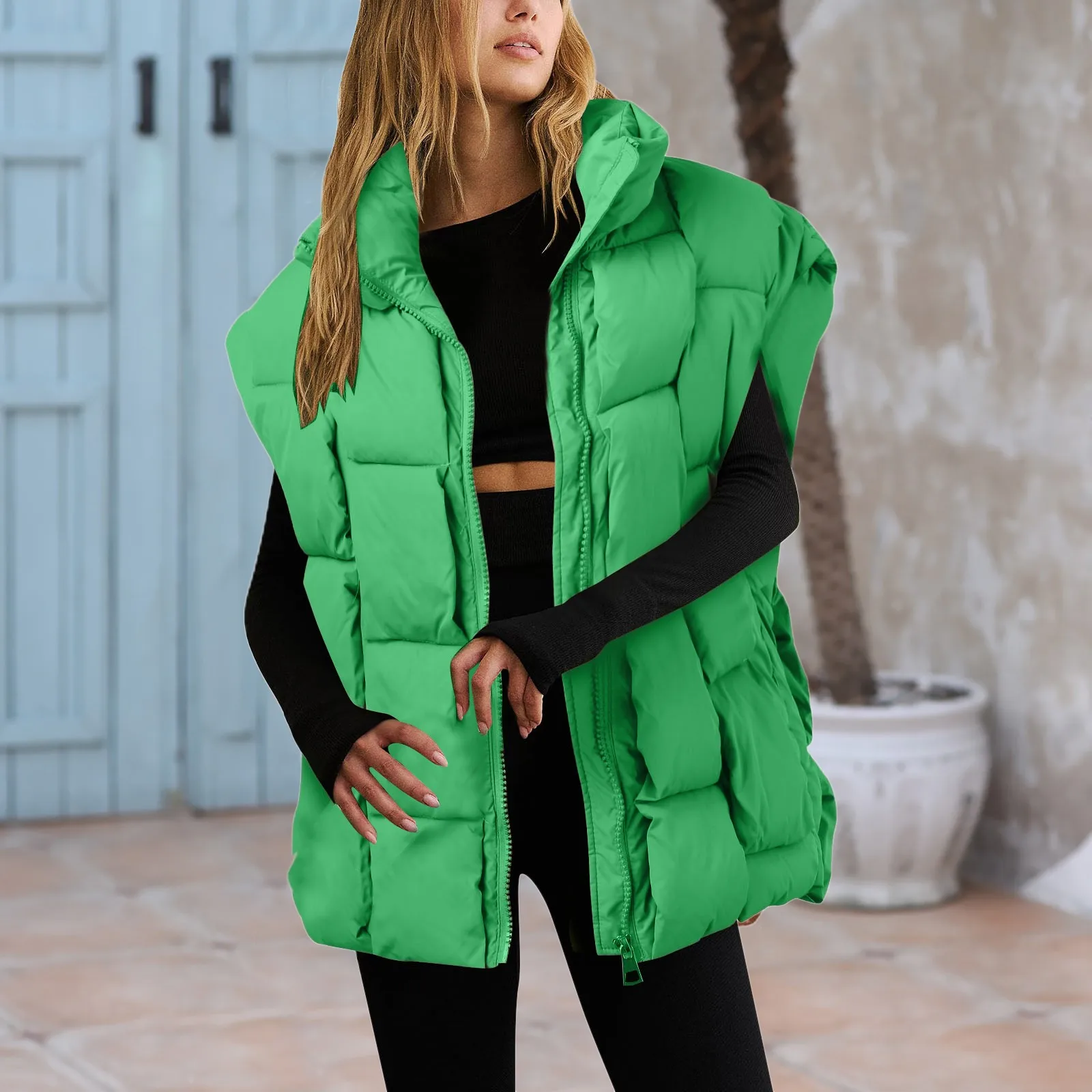 Winter Jackets Fashion Padded Vests Sleeveless Women\'s Vest Warm Coat Oversize Outwear Puffer 2023 Long Ladies Loose Vest Coat