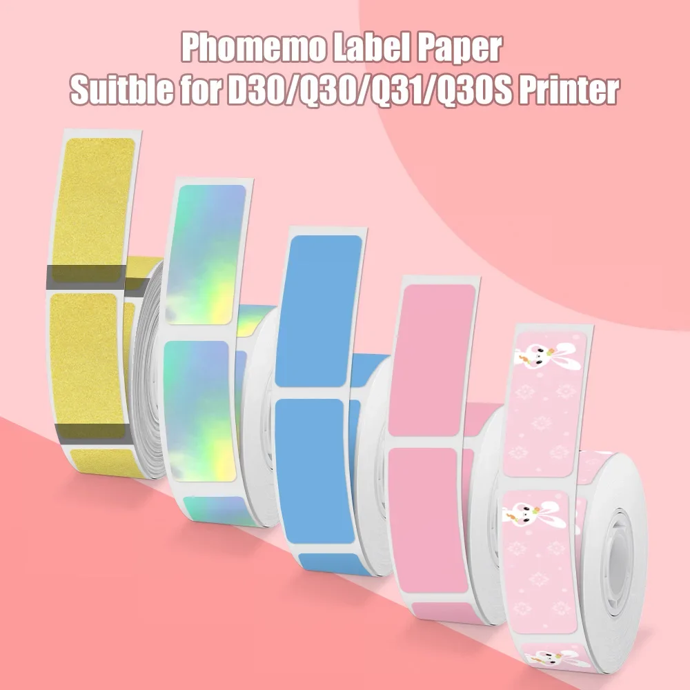 Phomemo Q30 D30 Label Maker Tape Sticker Replacement Waterproof Tearproof Thermal Label Sticker Paper for School Home Office