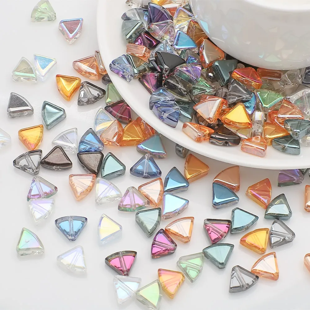 30pcs 8x10mm Middle hole Triangular Faceted Austrian Crystal Glass Spacer Loose Beads For Jewelry Making Bracelets Necklaces DIY