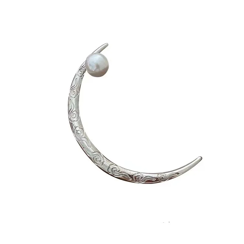 New Women Hair Forks Ancient Style Hair Ornament Hair Stick Silver Alloy Moon Semicircle Shaped Hair Jewelry Accessories Hairpin