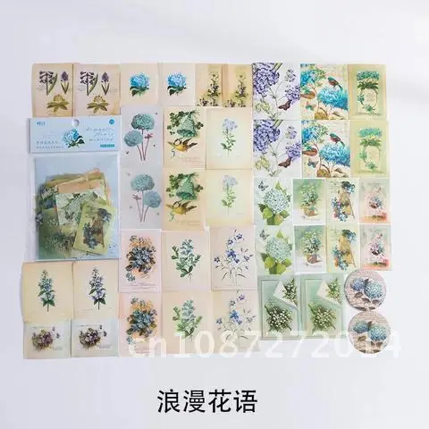 40 Pieces/Bag Retro Romantic Flowers Symbolism Paper Sticker Set DIY Journal Decoration Sticker Label Scrapbooking Album