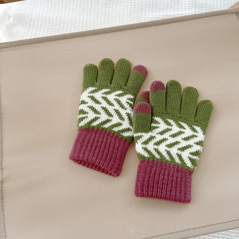 3-8Y الطفل قفازات الشتاء الفتيان الفتيات الأطفال مقاومة البرد خمسة أصابع محبوك إصبع الدفء الأطفال نصف اصبع قفازات