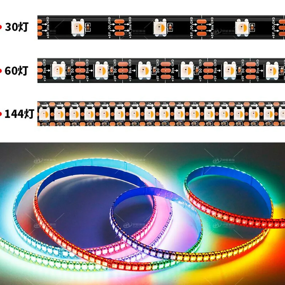 5 m/rolka DC12V ws2811 2811 ic 5050 SMD rgb strip adresowalne 30/48/60 leds/m led pixels strip zewnętrzny ic, 1 sterowanie ic 3 led