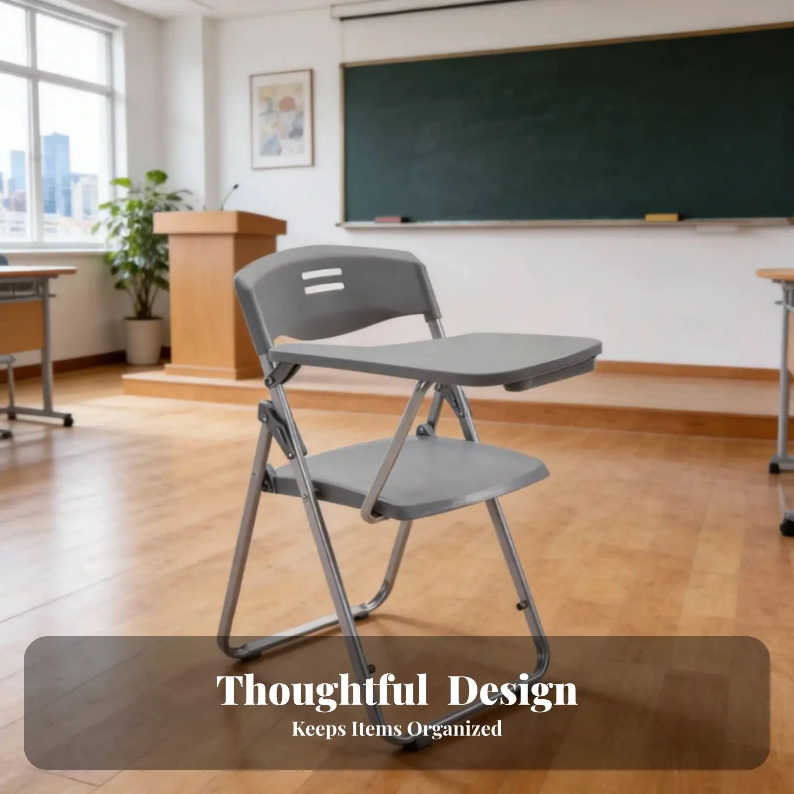 

Folding Chair with Writing Tablet Sturdy Construction Training Chair with Tablet Extensionrest No Assembly Required for Students