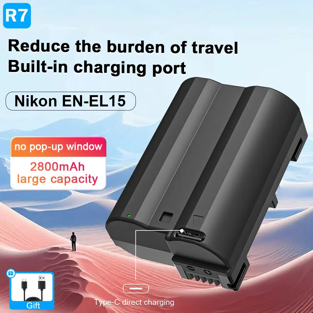 EN-EL15 EN-EL15B Аккумулятор с портом Type-C для камеры Nikon Z5 D850 Z6 Z7 D780 D750 D810 D7000 D7500 Z6 ii V1
