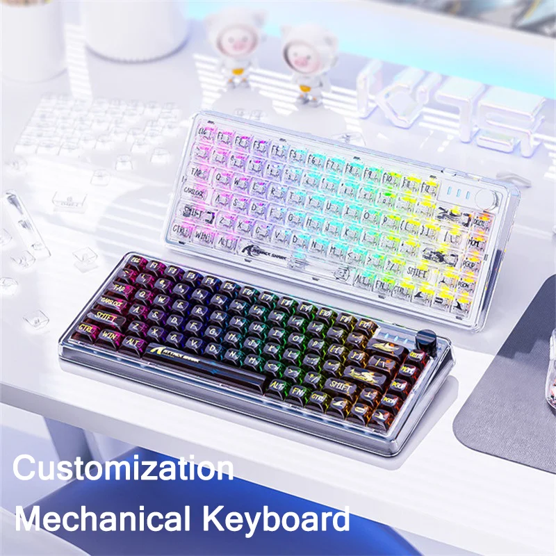 

81 Keys Wired Mechanical Transparent Keyboard Hot Swappable Crystal Keyboard RGB Backlit Gaming Keyboard For Computer Laptop PC