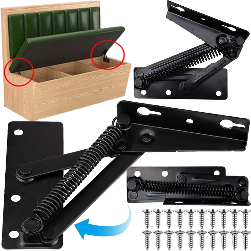 

80 Degree Spring Hinges Sofa Bed Corner Cabinet Door Lift Foldable Hinge Cold Rolled Steel Furniture Support Brackets Hardware