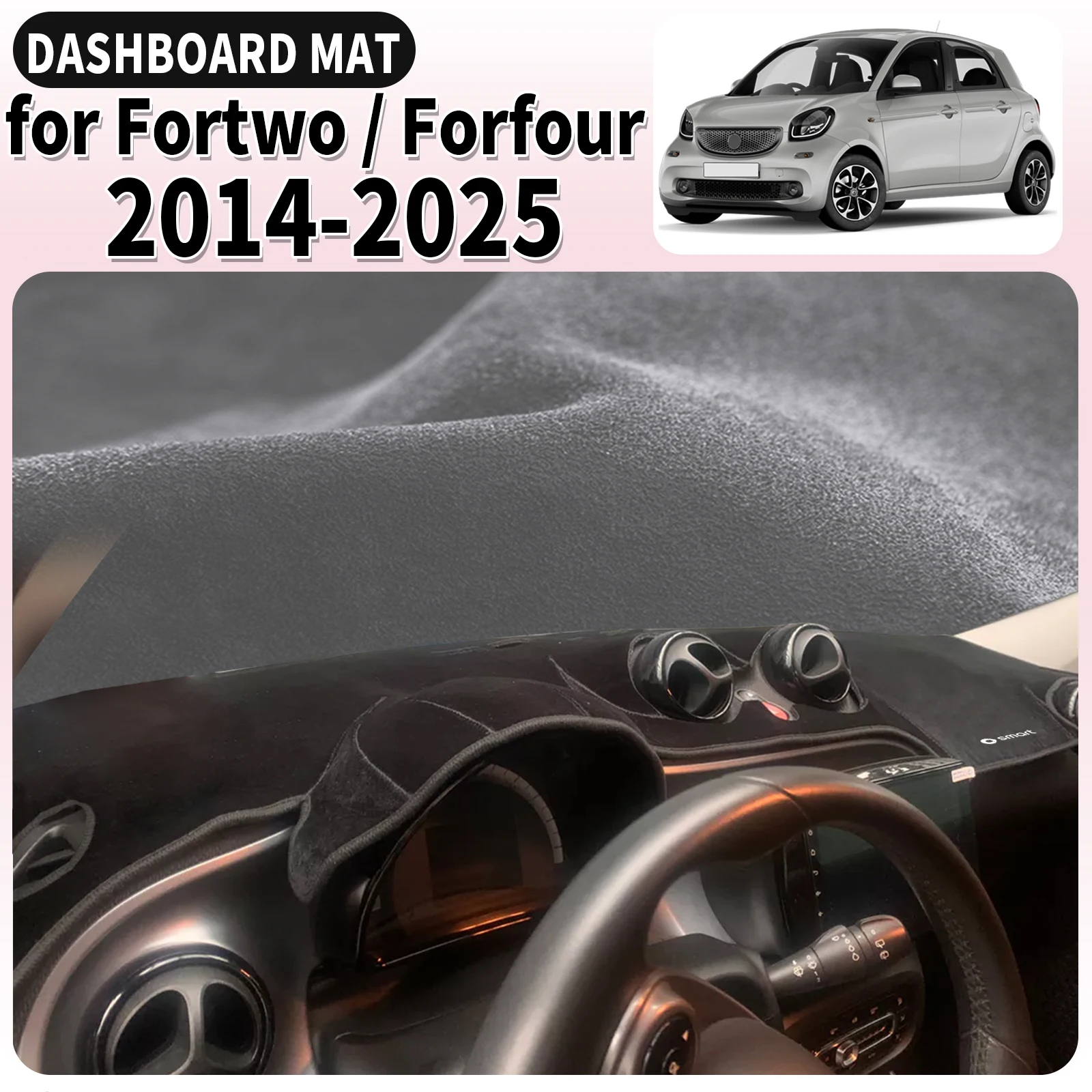 

for Smart Fortwo Forfour 2014-2025 III Car Accessories Dashmat Dashboard Cover Pad Protective Carpet Leather DashMat Sunshade