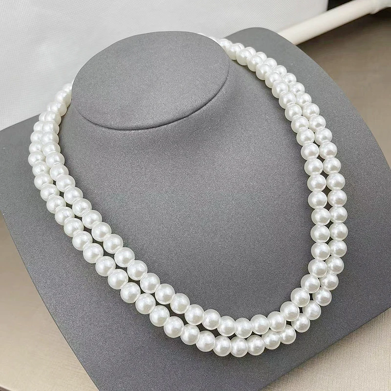 fnaf 2 rupee item Y2k Pearl Necklaces Women Electro Galvanized Collares Girl 2 Layer White Pearl Beads Choker Necklace 목걸이