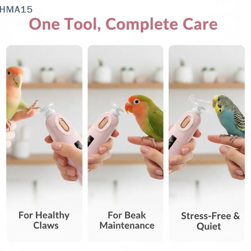 Parrot Electric Nail & Claw Grinder 1Pcs 2-in-1 Teeth Polishing Tool Low Vibration for Cockatiel Budgie Parakeet Grooming Use