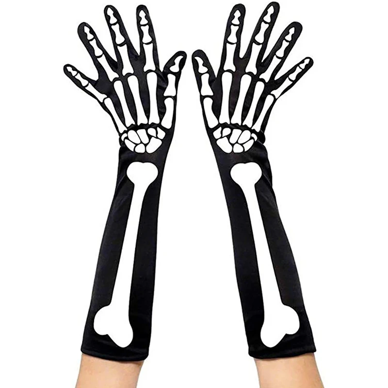 

Adult Halloween White Skeleton Gloves Fashion Skull Gloves Ghost Claw Skull Gloves Stretch Cosplay Goth Mittens Accessories