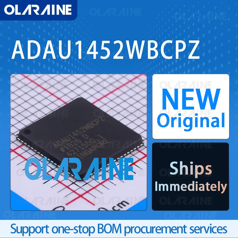 

1/5/10Pcs ADAU1452WBCPZ LFCSP-72 original ic chip Audio DSP RoHS 16 Channel I2C, SPI Voltage - 3.63 V