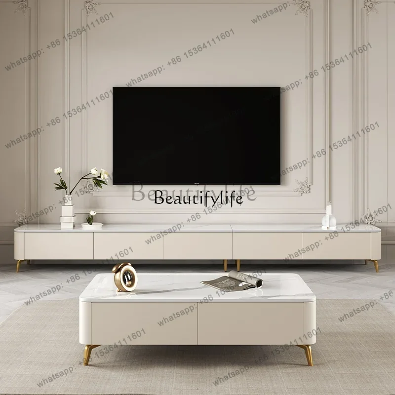 Factory Direct Slate Cream Wind Minimalist Coffee Table Living Room Light Luxury Modern Simple TV Cabinet Combination