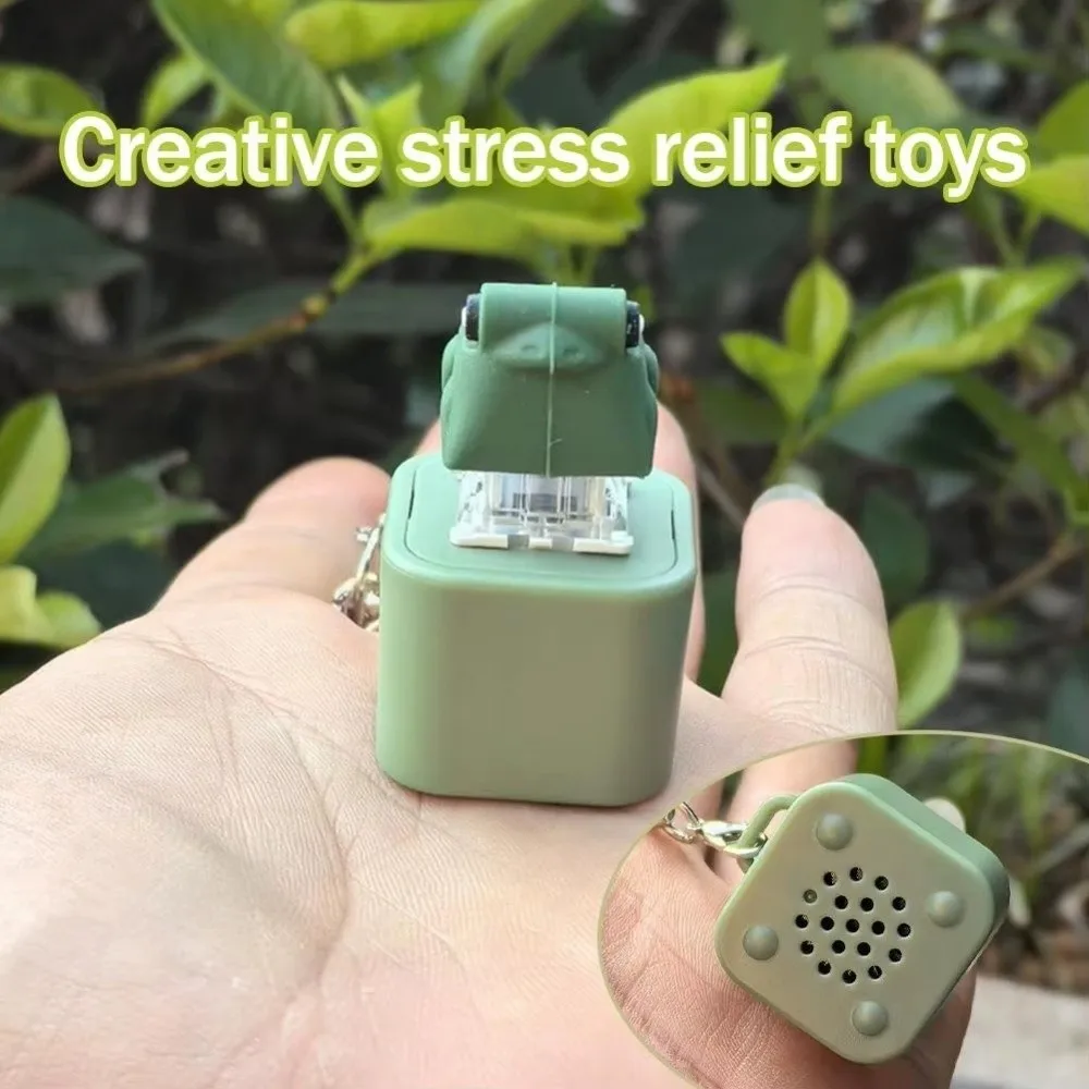 Rechargeable Croaking Frog Keychain Stress-Relieving Clicky Keyboard Key Button Fidget Keychain with Colorful Lights
