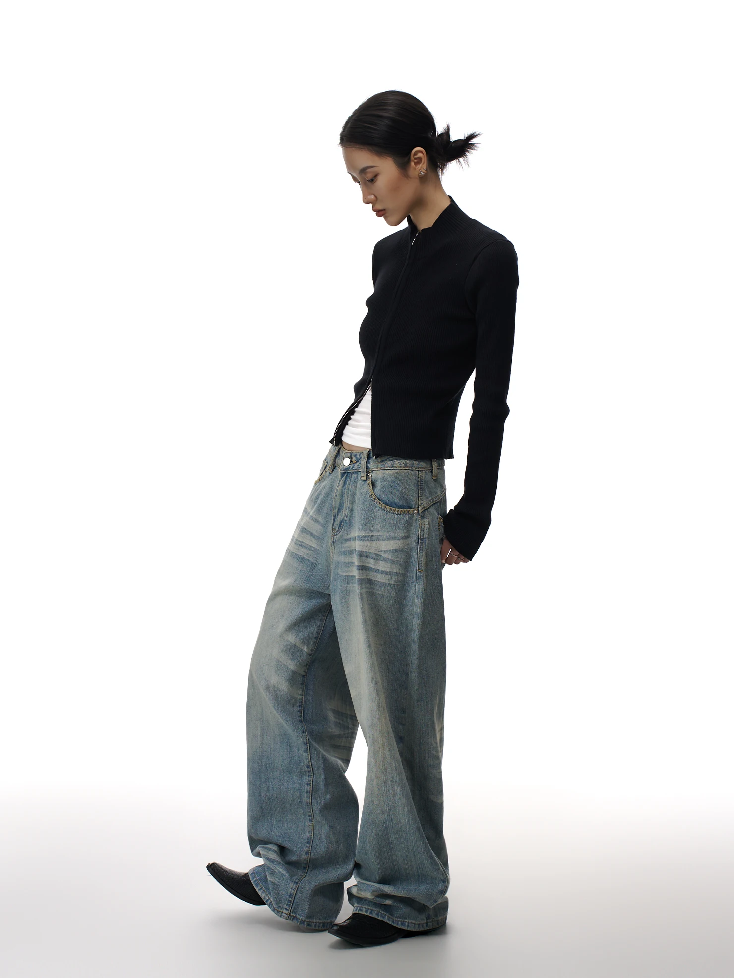 

Retro Waed Denim Jeans Women Loose Straight Casual Wide Leg Pants Spring New Sle Cleanfit l Waist Jeans