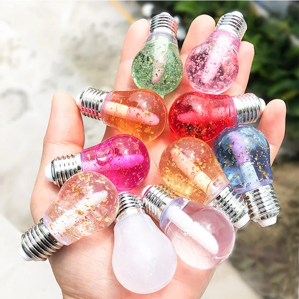 Private Label Jelly Color Lipgloss Custom Logo Cute Light Bulb Shiny Water Gloss Shimmering Plumper Lip Oil Makeup Wholesale