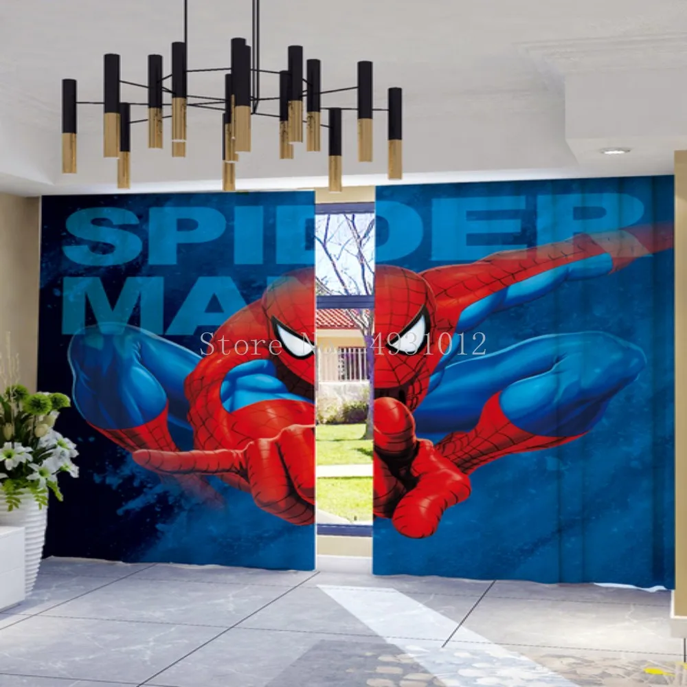 Avengers Hero Spiderman Blackout Curtain  Cartoon Anime Boy Bedroom Children's Room Early Education Center Window Drapes