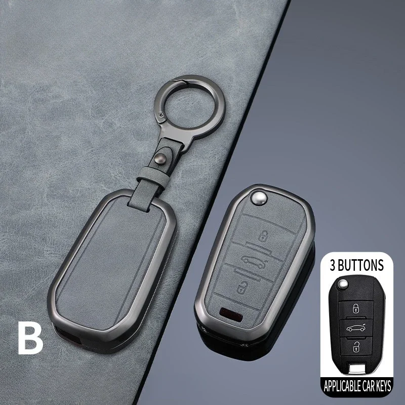 

Zinc Alloy Car Flip Key Case Cover For Peugeot 208 308 408 508 2008 3008 4008 5008 For Citroen C3 C4 CACTUS C6 C8 Accessories