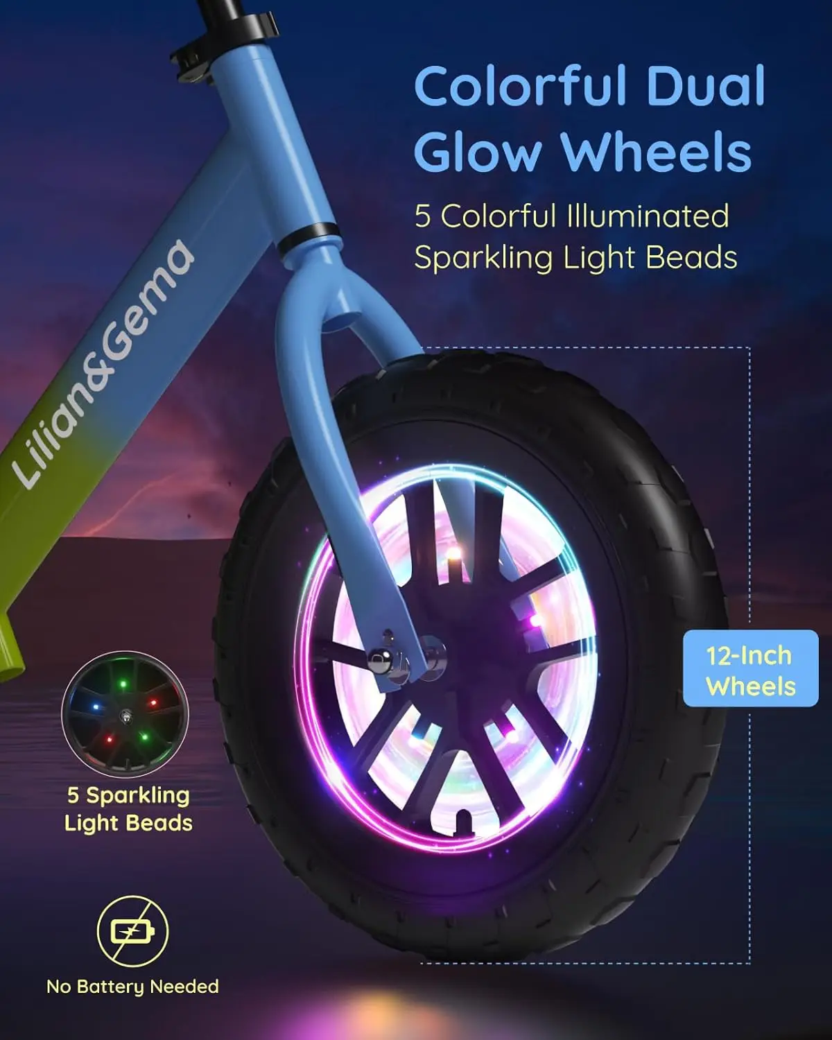 Loopfiets, loopfiets voor peuters met kleurrijke verlichting, peuterfietsen zonder pedaal met verstelbaar stuur en stoel