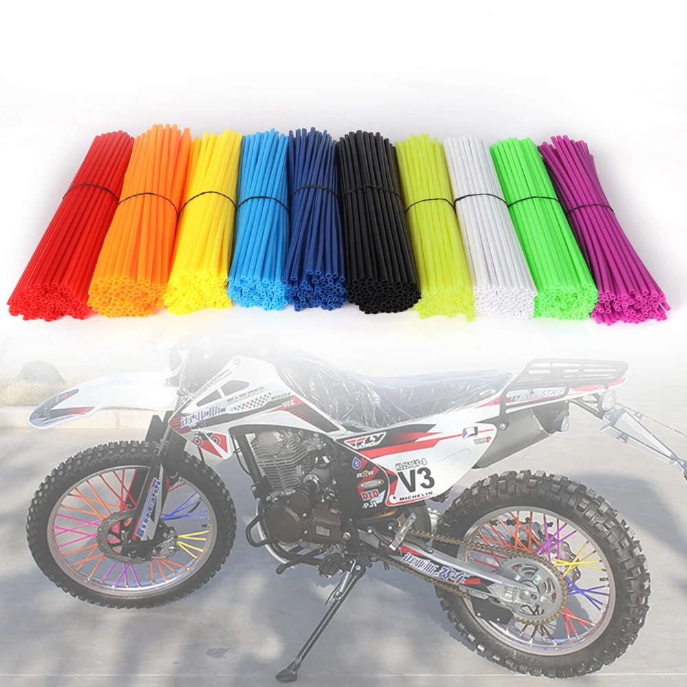 36Pcs Motorcycle Wheel Spoked Protector Wraps Rims Skin Trim Covers Pipe For Motocross Bicycle Bike Cool Accessories 10 Colors ﻿