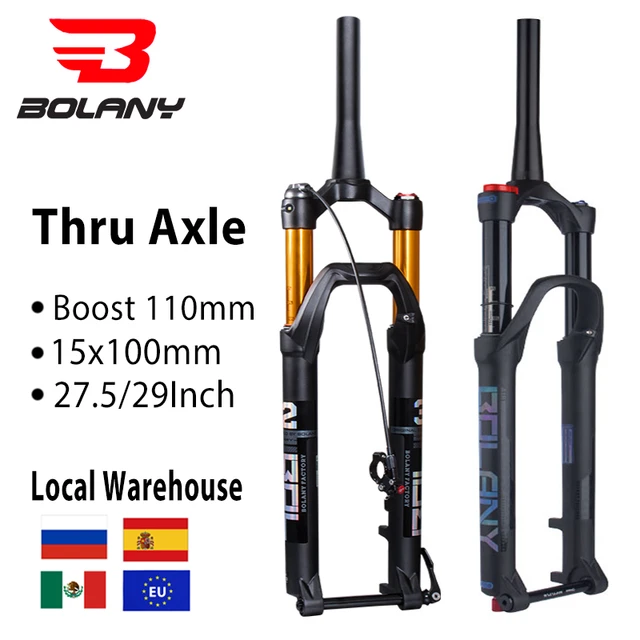 Bolany Mtb Fork Thru Axle With Rebound Adjustment Solo Air Front Suspension 15 100mm 29inch 39.8mm Tapered Steerer Mountain Bike Bicycle Fork AliExpress