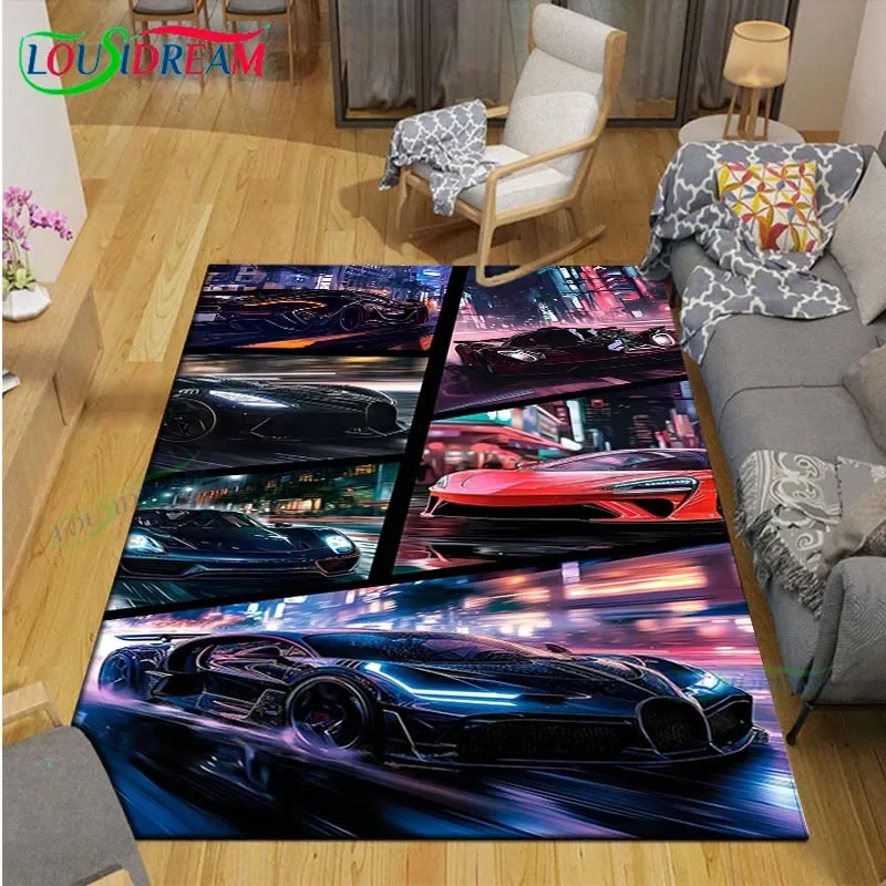 Fashion 3D Racing Car Carpet Room Decor Floor Mats Bedroom Yoga Mat Photography Props Area Rug Kids Bedroom Birthday Gift